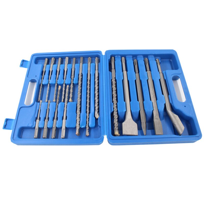 17pcs electric hammer impact drill bit set electric hammer drill bit concrete wall round shank chisel