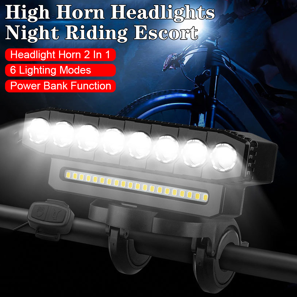 Fahrradbeleuchtung, 8/5 LEDs, 20/12 SMD, wiederaufladbar, wasserdicht, 6 Modi, Beleuchtung, LED-Scheinwerfer, tragbar, universelle Motorradscheinwerfer