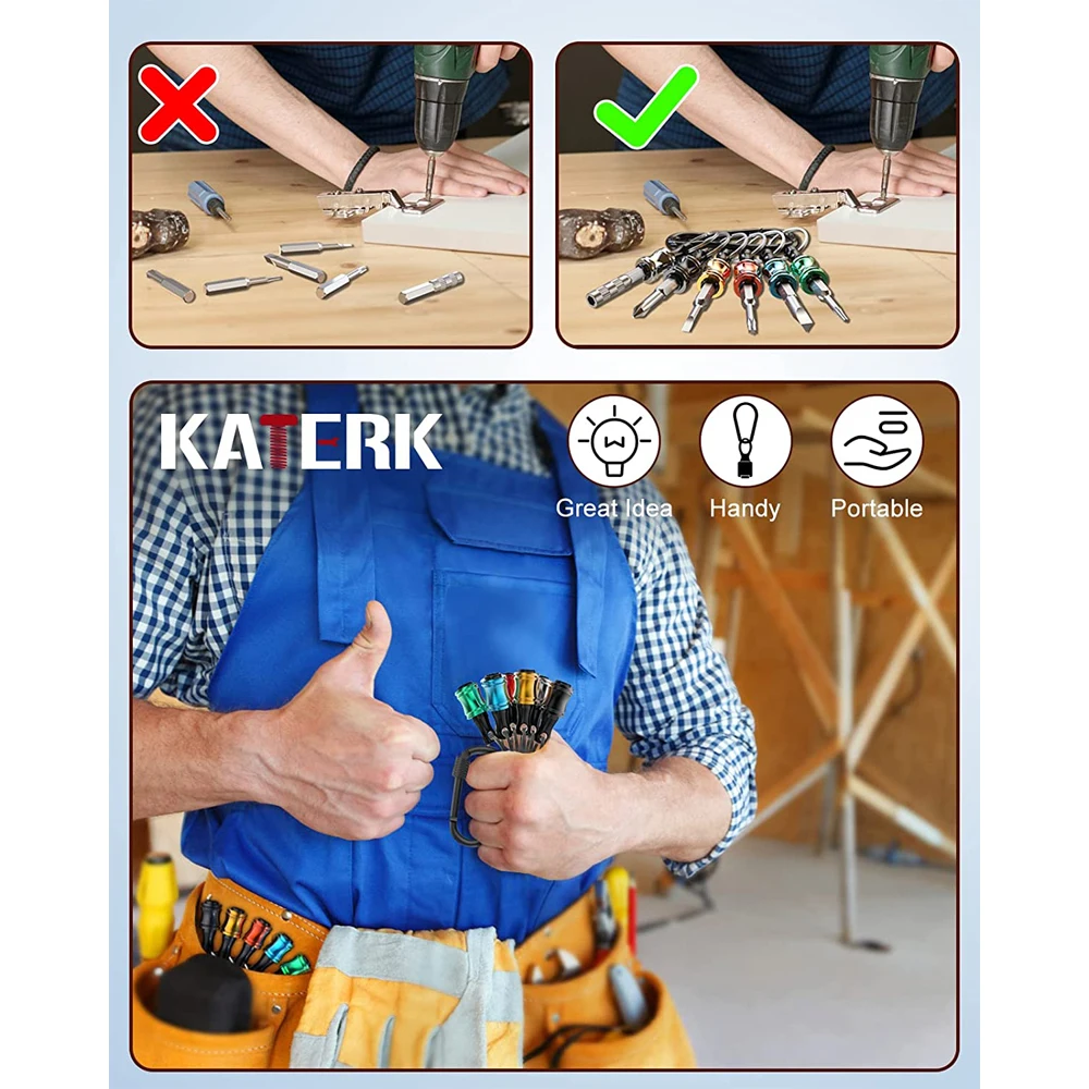 1/6 st. 1/4- tums sexkantshållare i aluminiumlegering för skruvmejselbits, lättviktsförlängningsstång, handverktyg