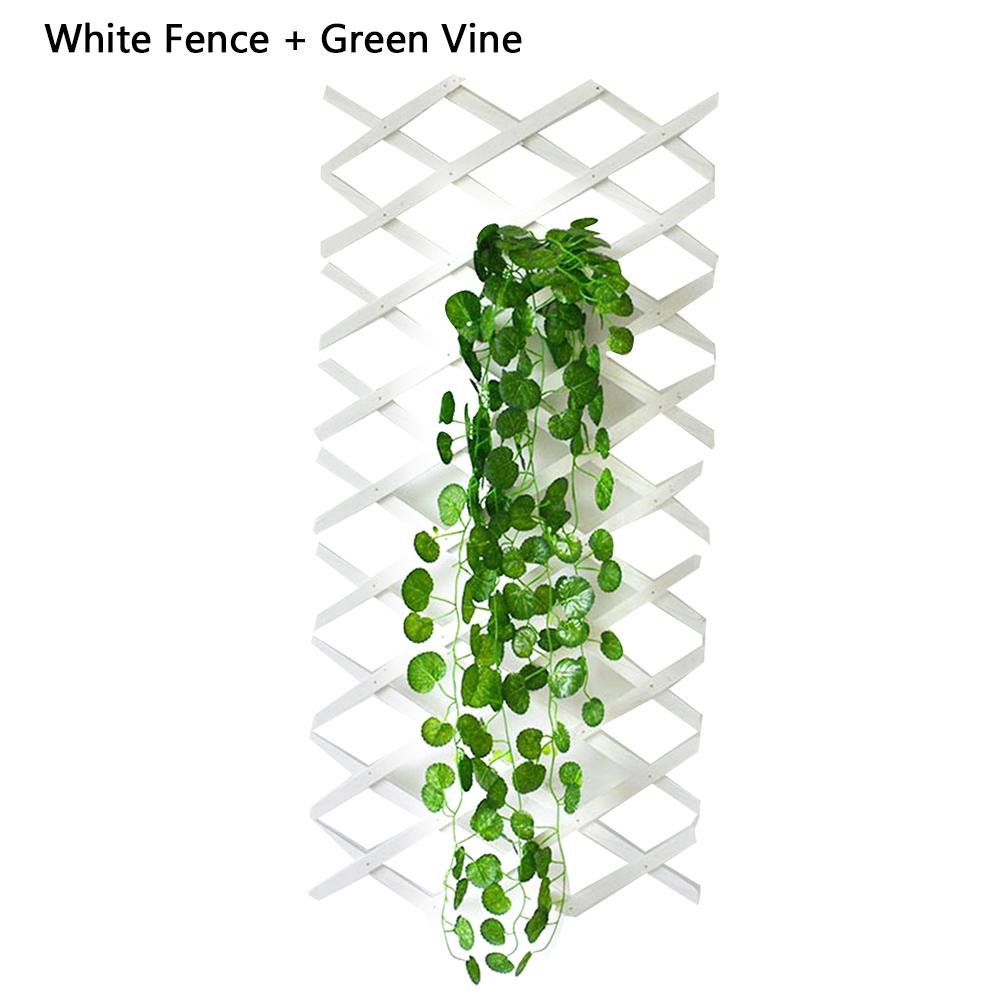 55cm Extendable Instant Fence Outdoor Wooden Garden Wall Fence With Leaves Garden Balcony Vine Frame Wedding Props Decoration: 04