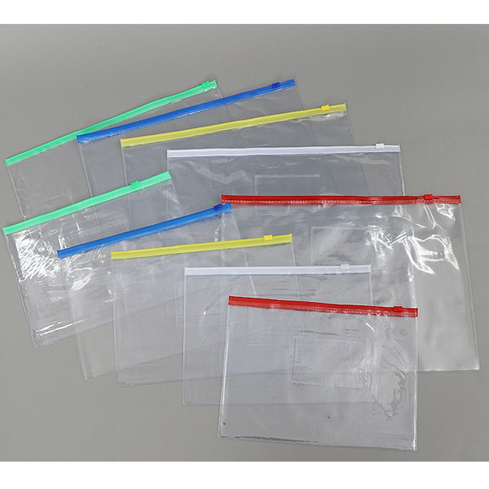 1PC Waterproof Transparent PVC Zipper Bag File Folder Document Filing Bag Stationery Bag Store School Office Supplies