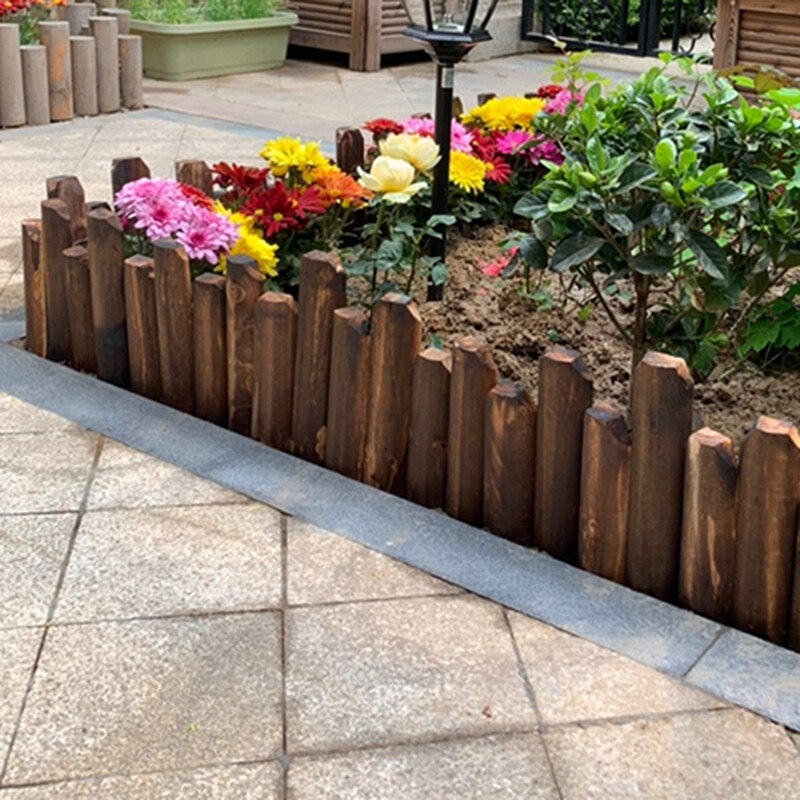 Borde de rollo de troncos, fácil de enchufar, valla de jardín de madera, rollo de troncos, borde de puerta enrejada, accesorios de jardinería