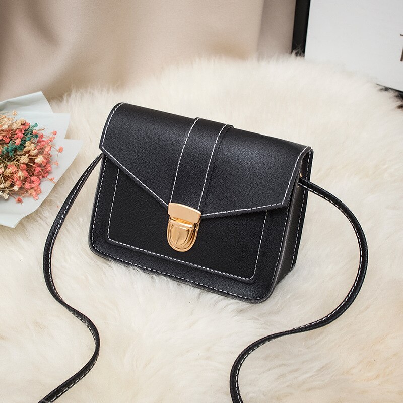 Neue Vertraglich Schloss Umhängetaschen für Frauen PU Leder Reine Farbe Schulter Taschen Weibliche Kleine Tote A182