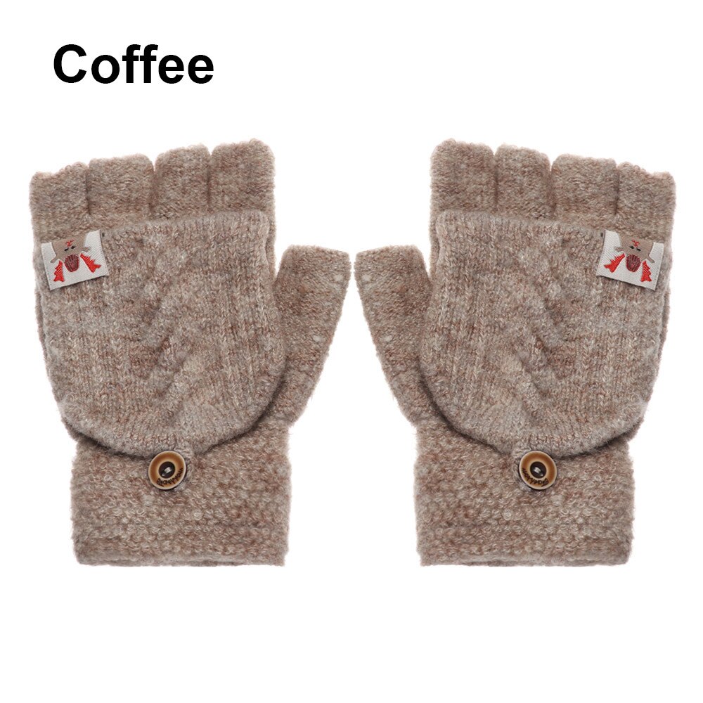Winter Warm Knitted Gloves Women Men Fingerless Exposed Finger Half Capped 2 in 1Thick Gloves Soft Elastic Gloves
