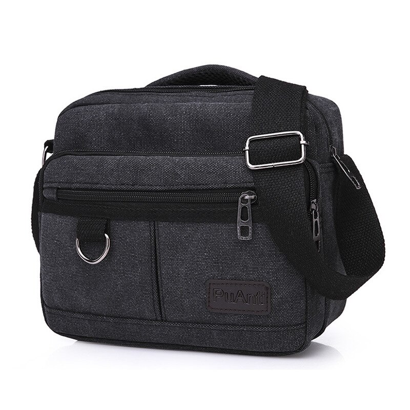 Casual Men's Messenger Bag Men Crossbody Shoulder Bags Male Canvas Travel Packs Top-handle Handbag: Black