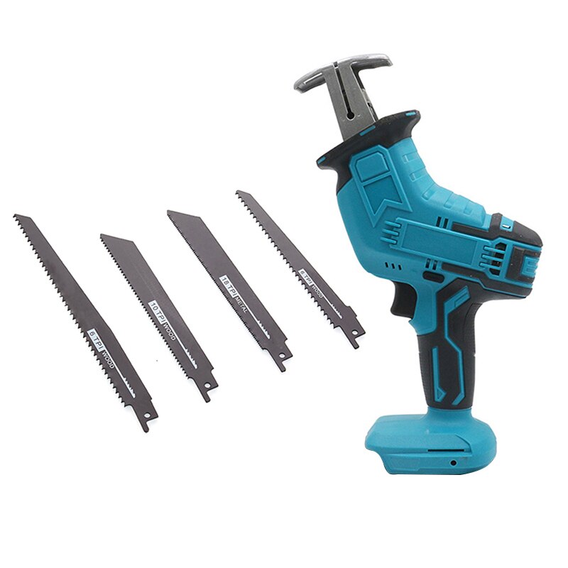 18v elektrische reciprozaagbladen, draadloos, tafelmodel, mini, draagbaar, tuinzaag, accu, oplaadbare kettingzaag, houtgereedschap: Blauw wit zaagblad