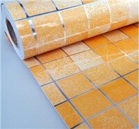 45 x 200cm mozaïek 5 kleuren aluminiumfolie zelfklevend anti-olie behang voor keuken hoge temperatuurbestendig: Goud