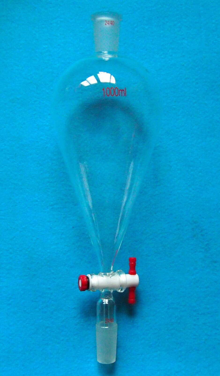 1000ml,24/40,Glass Separatory Funnel,Pear Shape,1L,PTFE Stopcock,Ground Joint