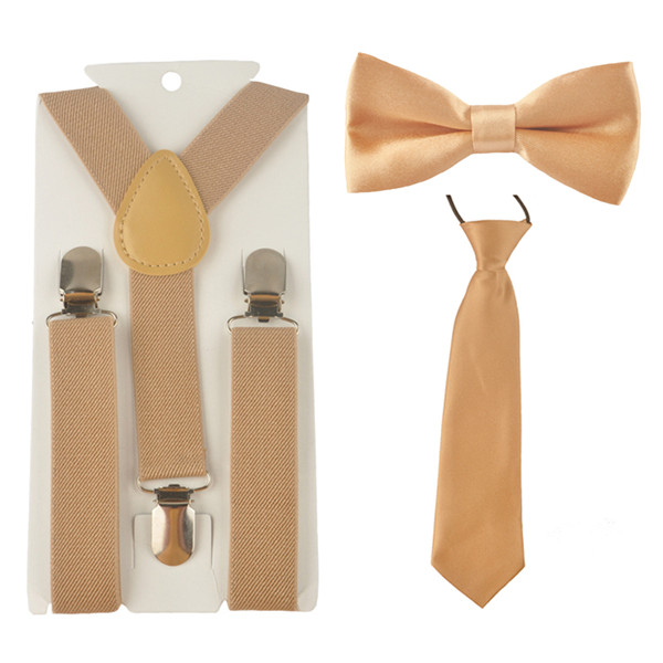 3Stck Schule Jungen mädchen freundlicher freundlicher befestigen elastische Hosenträger für hemd suspensorio Krawatte Bowties schmetterling Krawatte einstellen TR0001: Beige