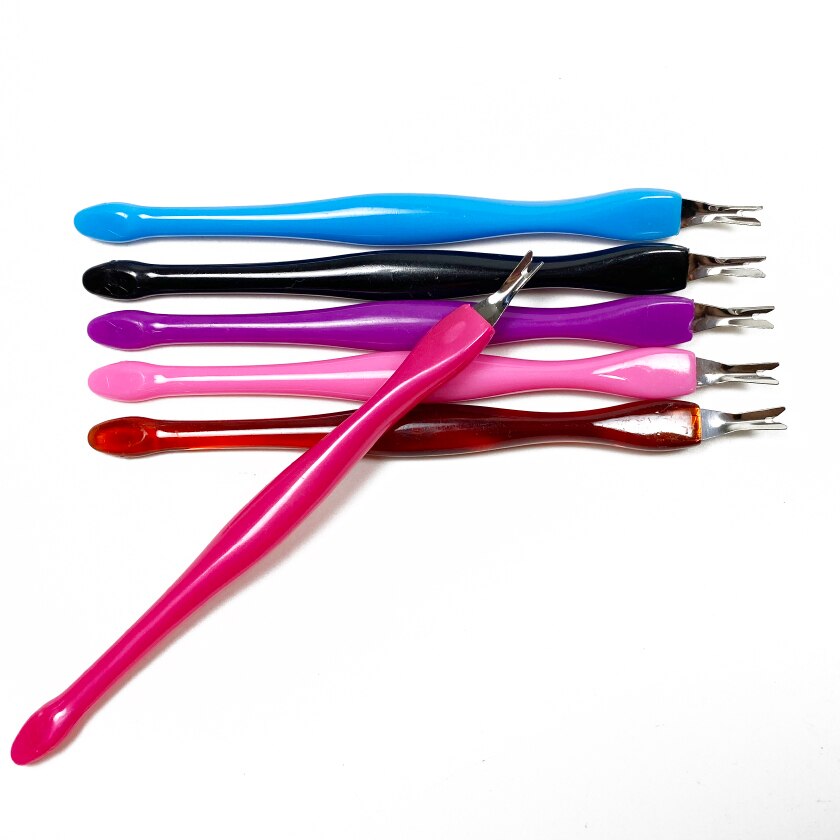 5pcs/lot Cuticle Pusher Stainless Steel dead skin Nail Art Fork For Trim Dead Skin Fork Nipper Pusher Trimmer Cuticle Remover