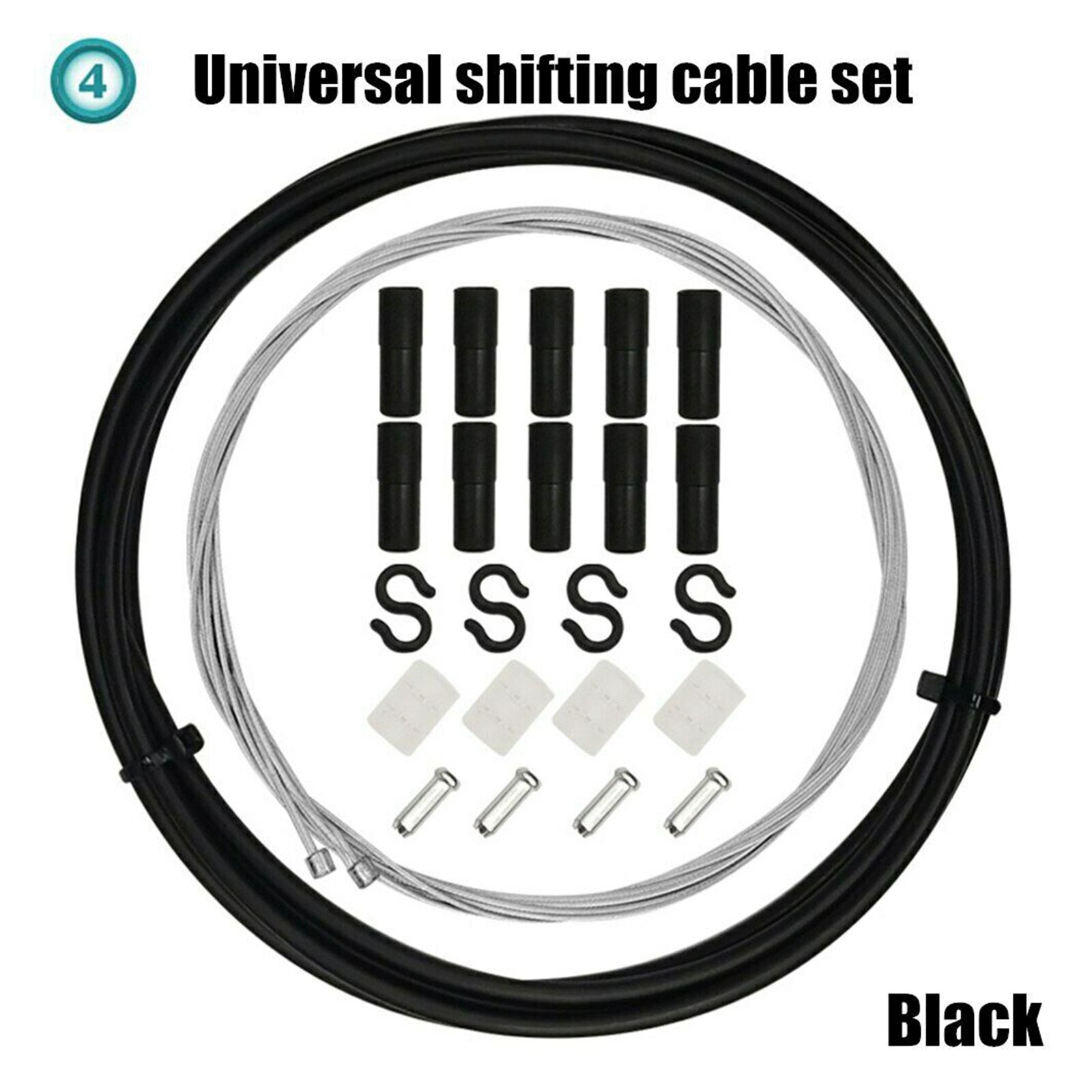 Universal Bicycle Brake & Shift Derailleur Cable (Housing & Cables) Complete Set: Black