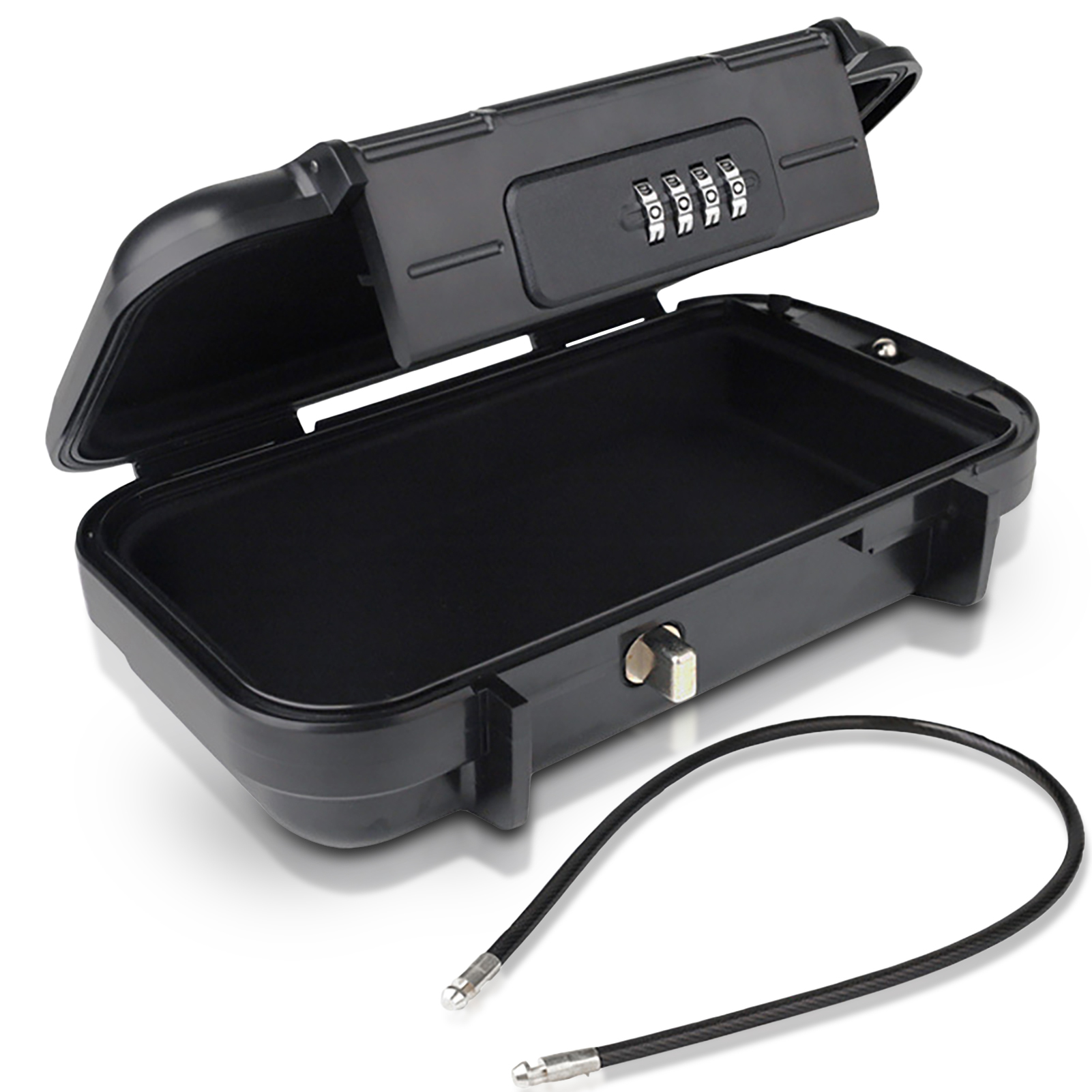 Outdoor Code Waterproof Key Lock Box Portable Waterproof Safe Boxes Travel Key Phone Organizer Boxes with Removable Cable Handle: black