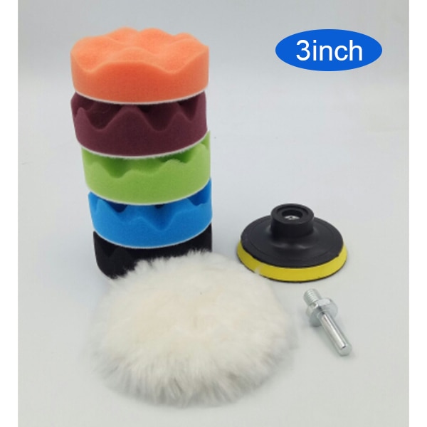 8pcs 3 4 5 6 7Inch Sponge Polishing Waxing Buffing Pads Kit Set Compound For Auto Car NJ88: 3inch