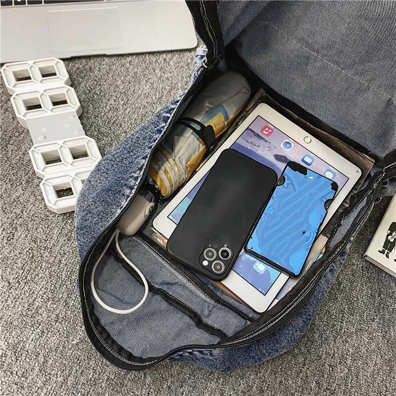 Zaino in Denim di moda zaini da donna in tela borsa a tracolla di grande capacità per borsa da scuola per studenti adolescenti nuovo zaino da viaggio