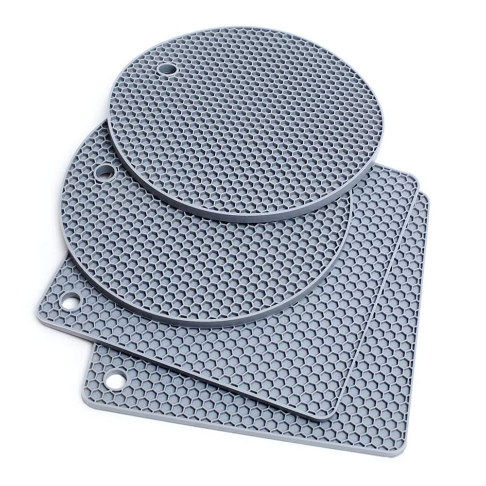 4 Pack Thick Silicone Trivet Mat Heat Resistant Pot Holders Insulation Pad Multi-Purpose for Jar Opener Spoon Holder Oven Mitts
