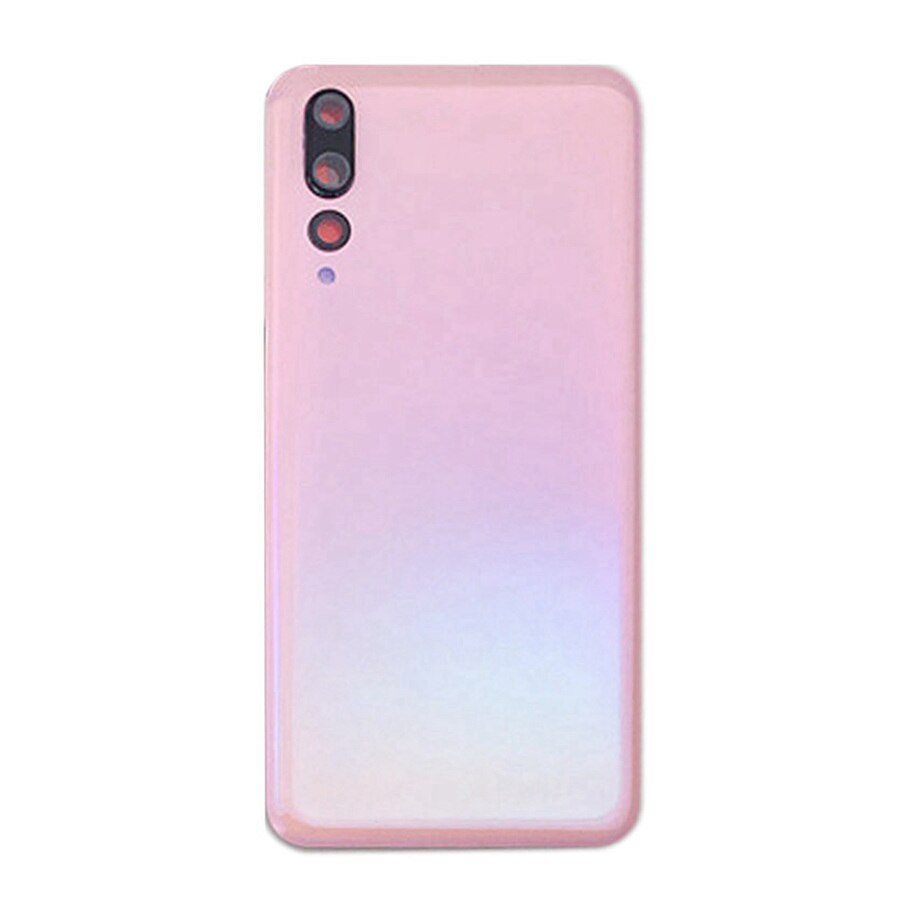 Clear Back Glass Cover Voor Huawei P20 Pro Batterij Cover Terug Glas Panel Vervanging P20 Pro Achter Behuizing Deur Case + Camera Lens: Pink With Lens
