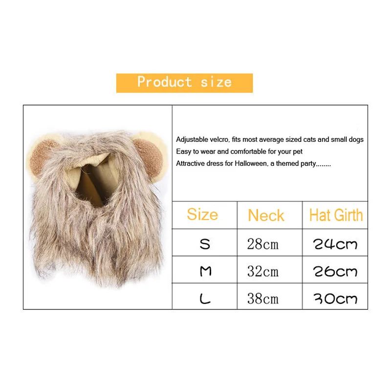 Leuke Grappige Huisdieren Kleding Cap Leuke Kat Pruik Lion Manen Kostuum Cosplay Kitten Hond Hoed met Oren Fancy Feestartikelen