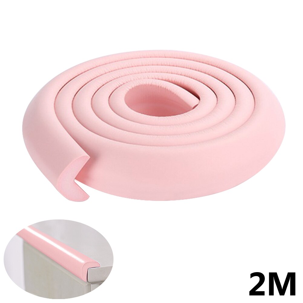 2M L Shape Soft Baby Safety Desk Table Edge Guard Strip Security Kids Protection Bumper Edge Angle Home Anti-collision Strip: pink