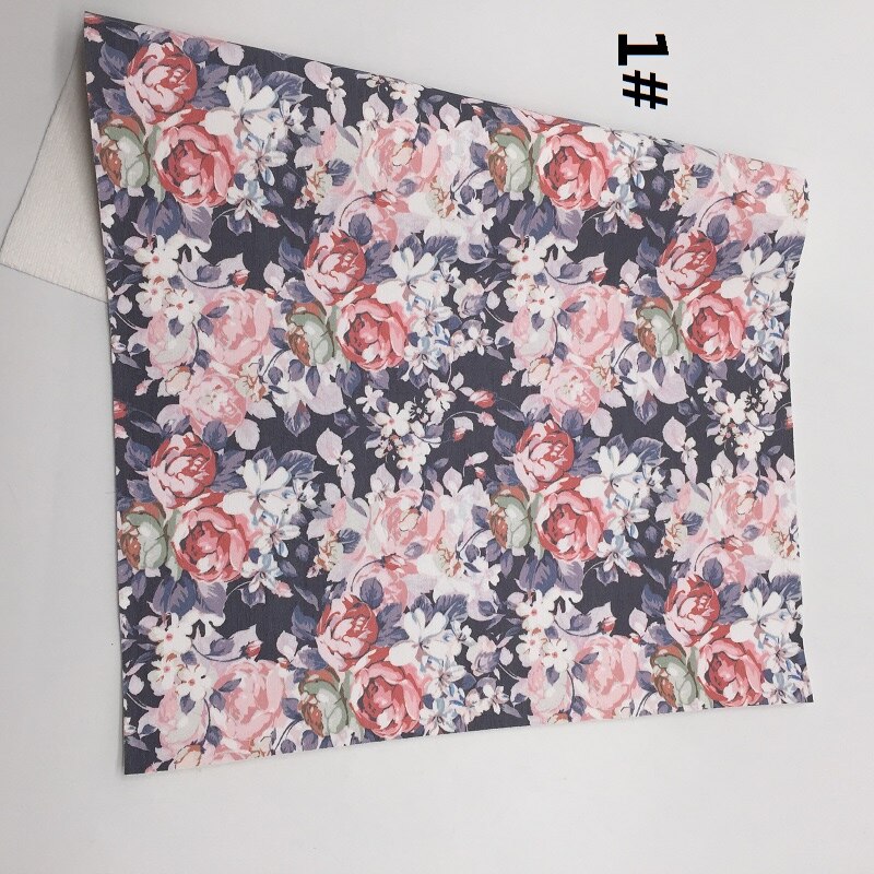 1PC 21X29CM Bloemen Gedrukt Faux Leer Stof, Synthetisch Leer Lakens, PU Leer Voor Maken Bows LEOsyntheticoDIY T343A: 1