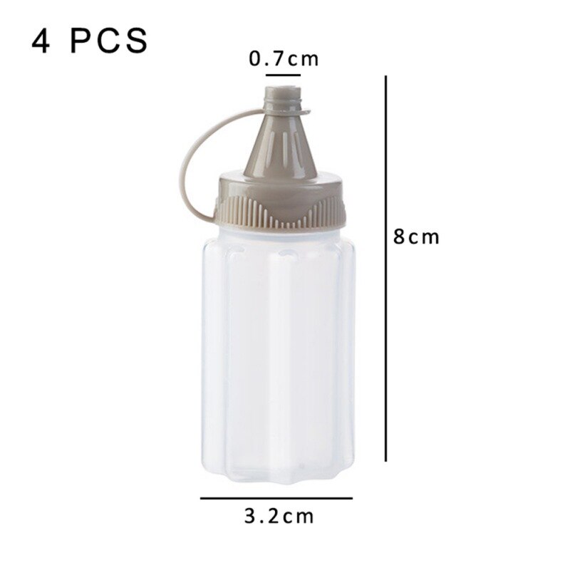 4PCS/Set Mini Portable Seasoning Box Jam Squeeze Bottle Barbecue Picnic Seasoning Sauce Bottle Kitchen Transparent Spice Jar: C