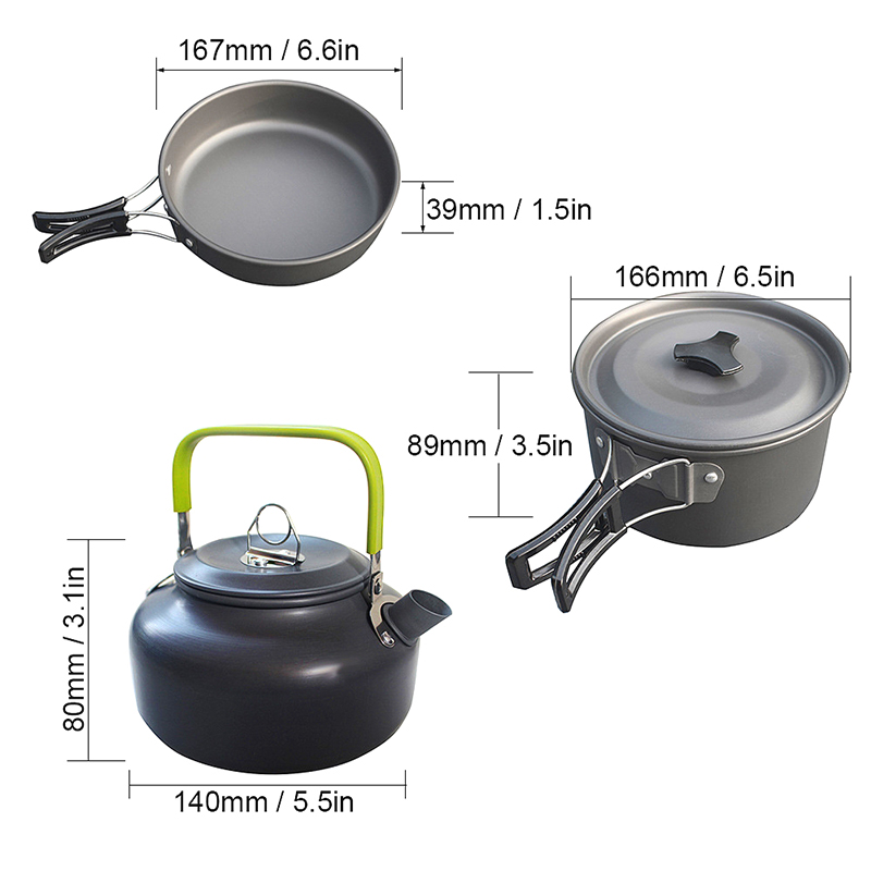 Utomhus servis camping koppar camping redskap bärbar camping köksredskap vandringsgryta picknick set turism utomhus tekanna pan set