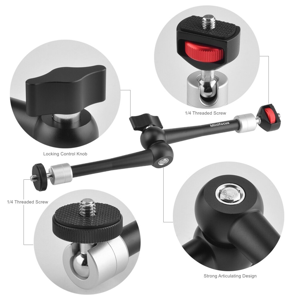 11" Adjustable Articulating Friction Magic Arm Clamp Holder Mount Kit for DSLR Mirrorless Action Camera Monitor Video Vlog Rig