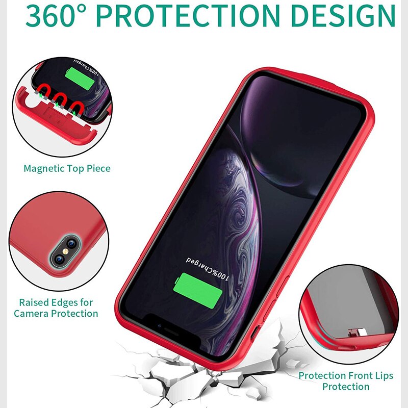 Leiouna-funda para cargador de batería de 4000mah, para Iphone X, XS, XR, XS, Max