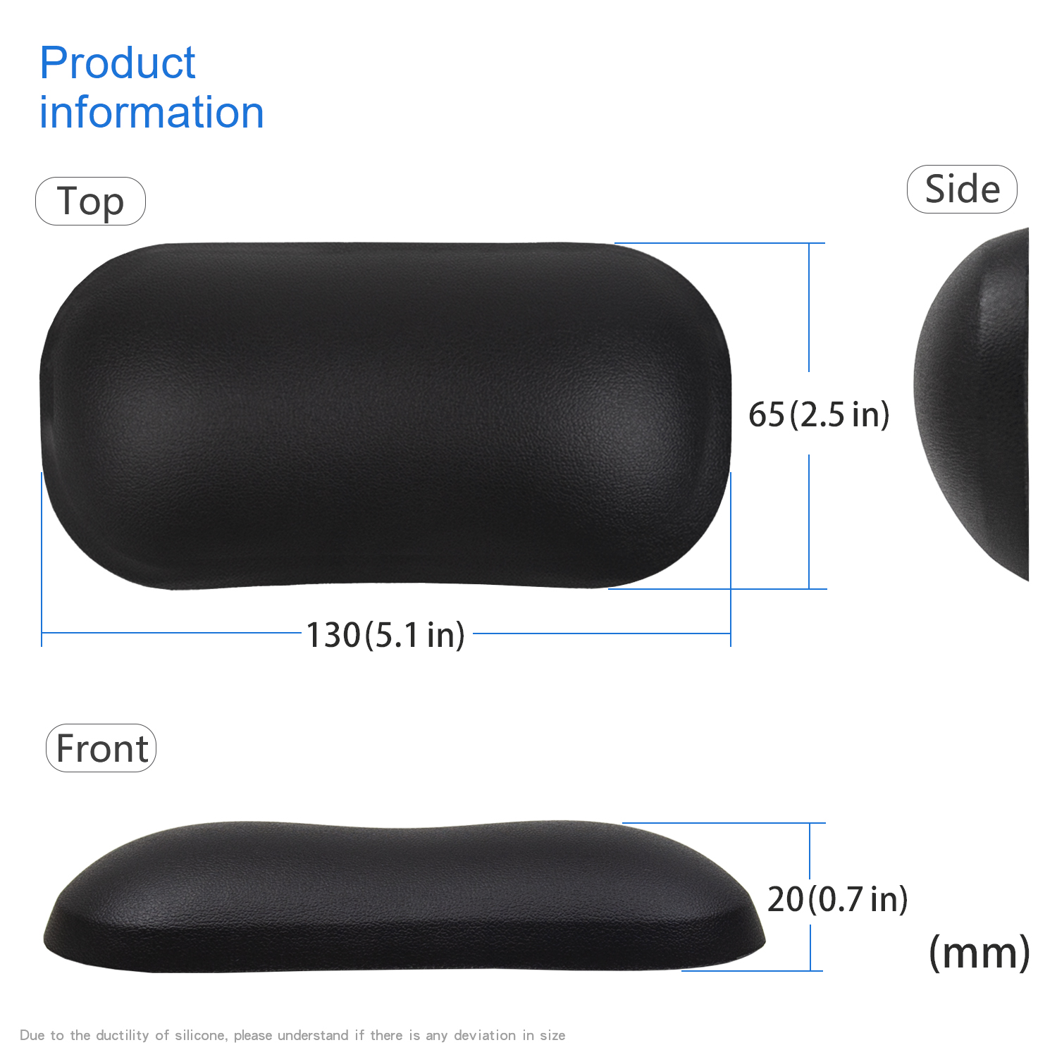 EXCO Silicone Mouse Wrist Rest Support Ergonomic Leather Surface Hand Rest Pad Cushion Non-Slip PU Base for Gaming Office Laptop