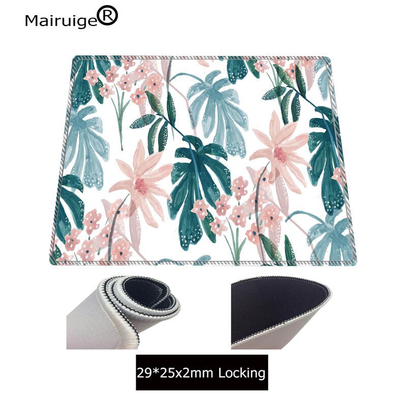 Mairuige Tropical Leaves Large Mouse Pad for Gamer Play Computer Keyboard Desk Mat Tablet Gaming with Lock Edge 30x80cm 40x90cm: 250x290X2MM