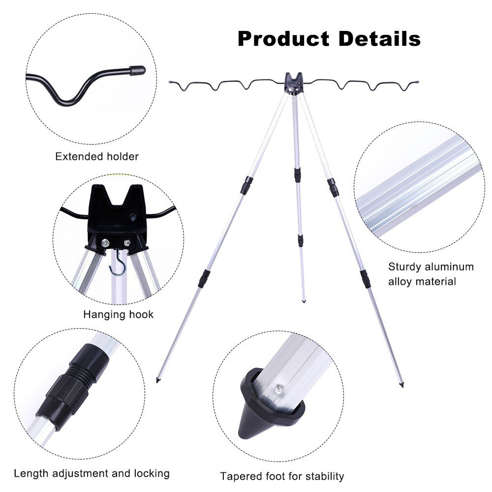 Aluminum Alloy Telescopic Fishing Rod Stand Sea Fishing Rods Tripod Adjustable 3 Sections Fishing Accessory