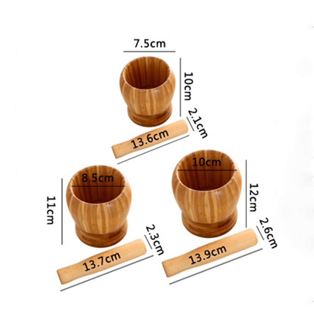 Household Garlic Pounding Pot Multifunctional Wooden Pounding Medicine Pot Manually Grinding Chinese Medicine Pot Kitchen Tool