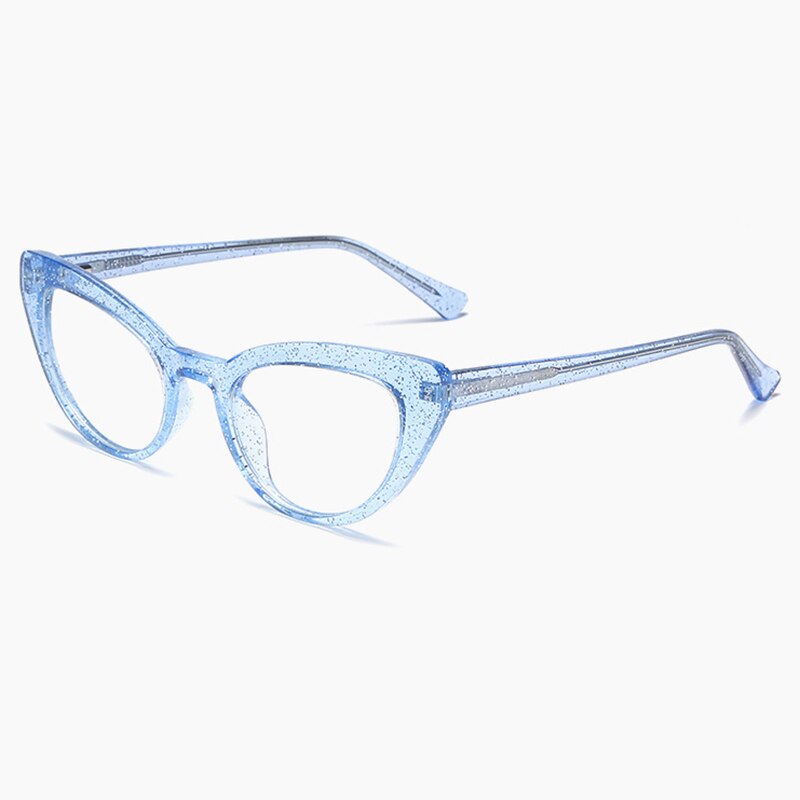 Women Cat-Eye Shape Styles Anti-Blue Ray Digital Device Protection Eyeglasses Frame for Female Eyewear Prescription: Blue