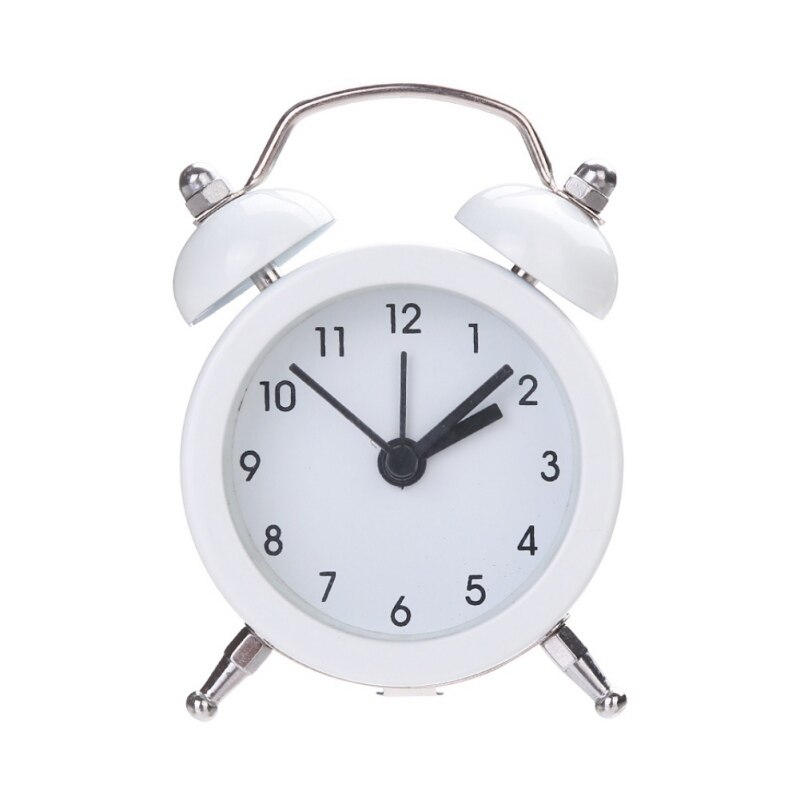 Small Bed Alarm Clock Twin Bell Silent Alloy Stainless Metal Alarm Clock Digitale Klok Cute Mini Metal Alarm Clock