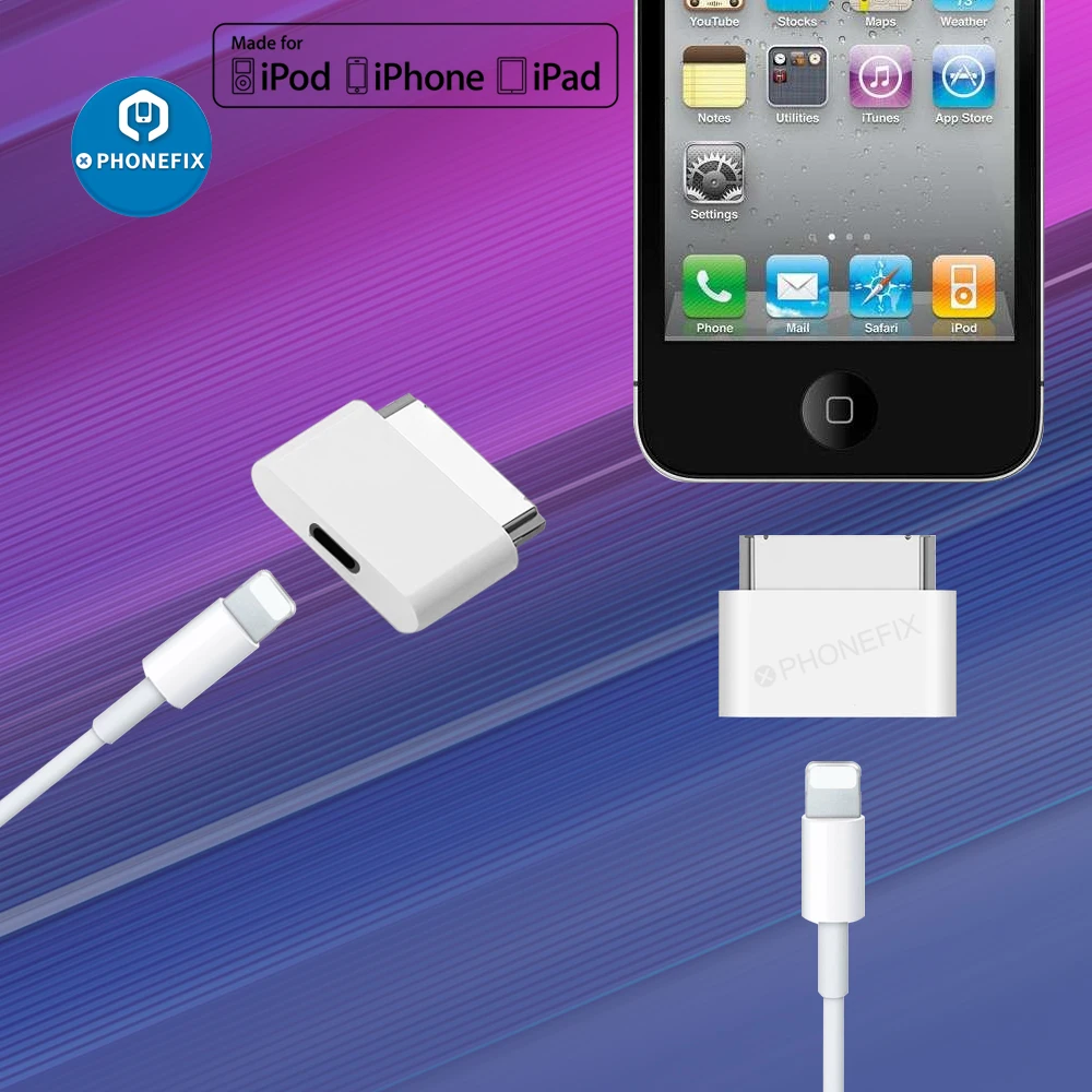 Adaptador de iluminação fêmea de 8 pinos para 30 pinos macho, conversor para carregadores, estações de encaixe para iphone 4 4S ipad 2 3 ipad touch 3 4
