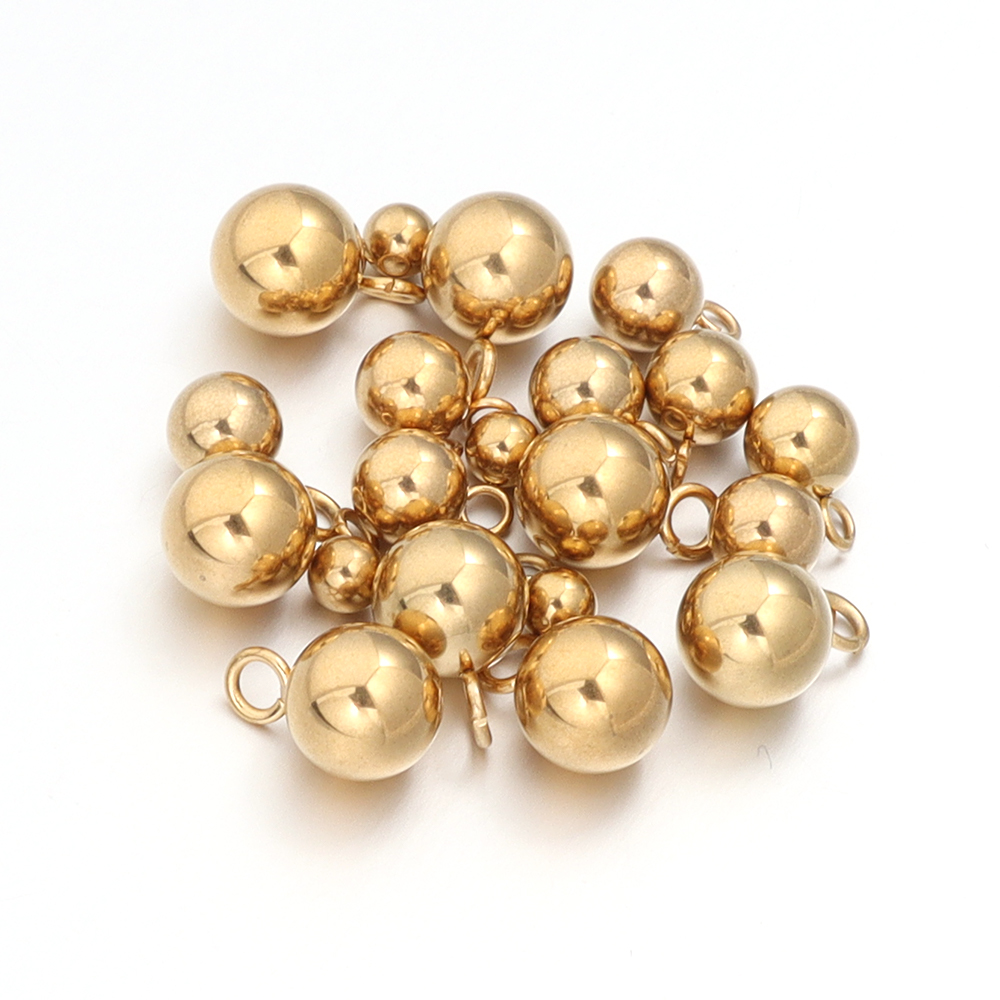 10-20 pz/lotto Ciondolo a Sfera Solido in Acciaio Inossidabile Pendenti con Perline di Metallo Sfera Rotonda per Gioielli Fai da Te Creazione di Orecchini Collana Bracciale: Marrone