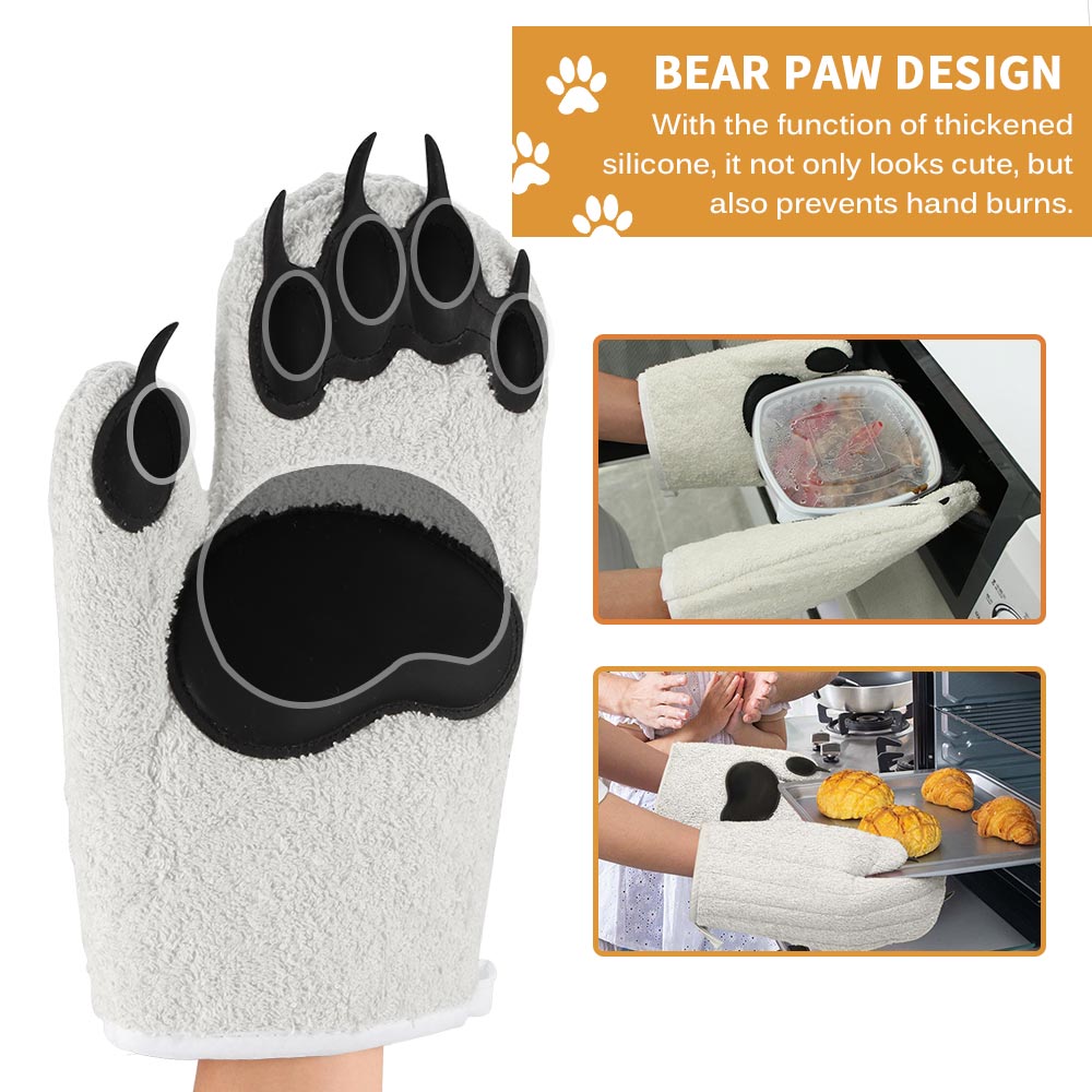 Polar bear hands Oven Mitts Silicone Anti-Scald Gloves Heat Resistant Thicken Heat Insulation Gloves Kitchen Microwave Baking