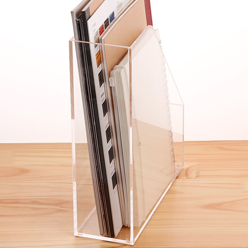 Acrylic transparent A4 single file holder desktop magazine organizer book container