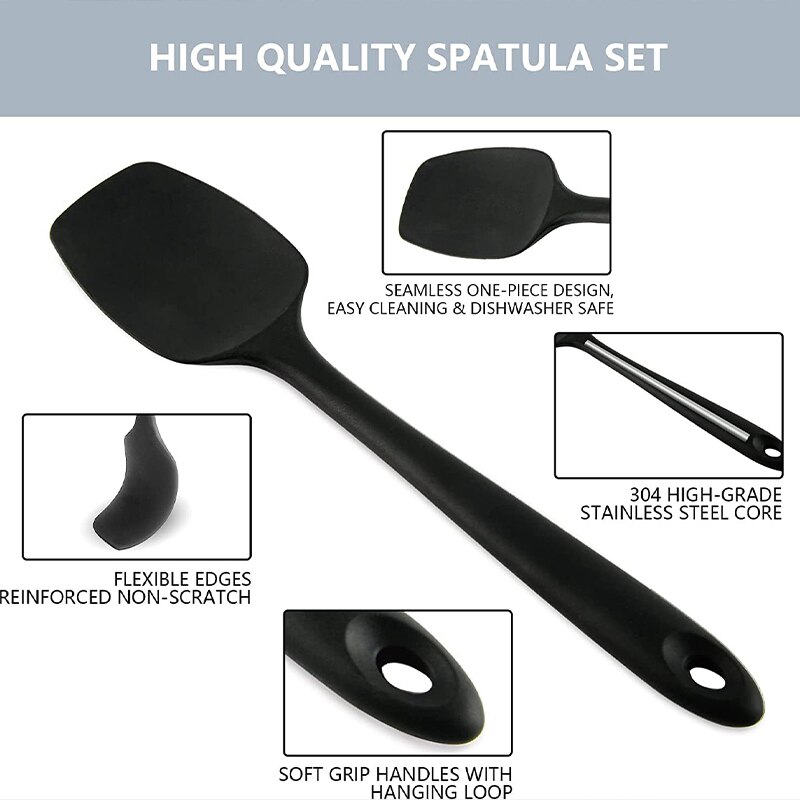 Utensil Set Silicone Spatula Set Non-Stick Cookware Cover Rubber Spatula Heat Resistant Tasks Seamless Kitchen Tools Home