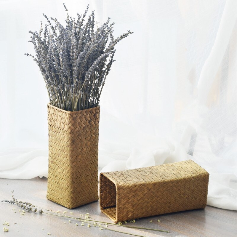 Hand Make Straw Simple Storage Basket Sundries Flower Storage Basket for Home Decor