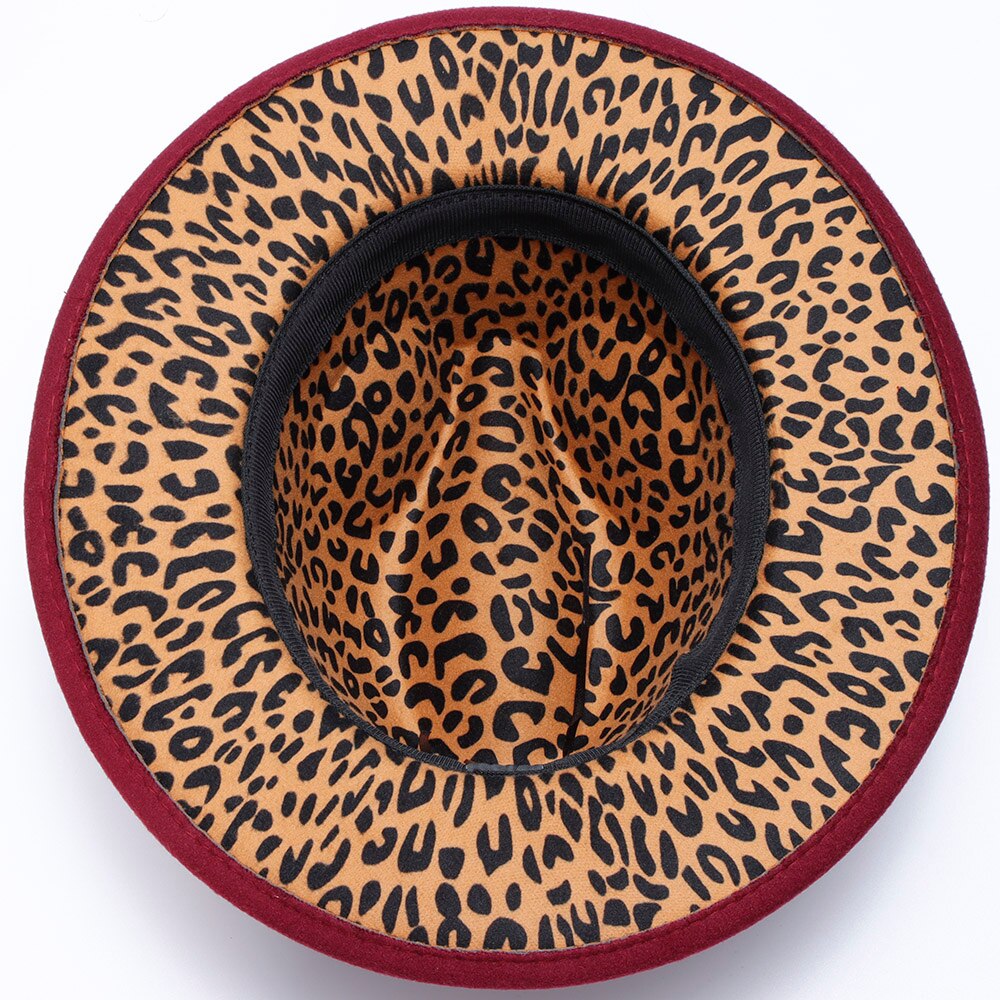Fedora Vrouwen Hoeden Luipaard Print Patchwork Solid Mannen Vrouwen Panama Vilten Hoeden Winter Jazz Vrouwen Fedora Hoed Sombrero De Mujer