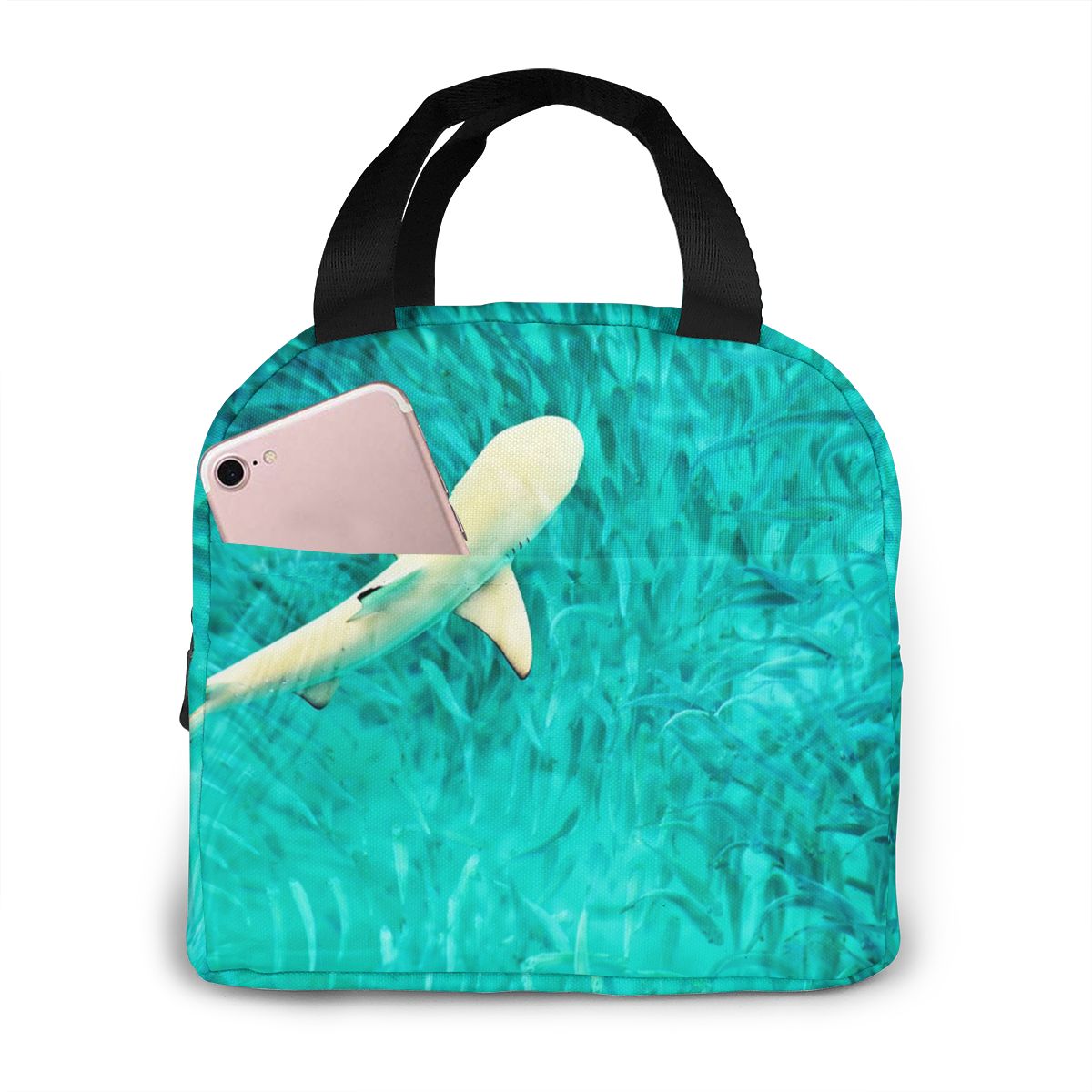Fantasy Shark Underwater World Lunch Bag Portable Insulated Thermal Cooler Bento Lunch Box Tote Picnic Storage Bag Pouch: Black 2