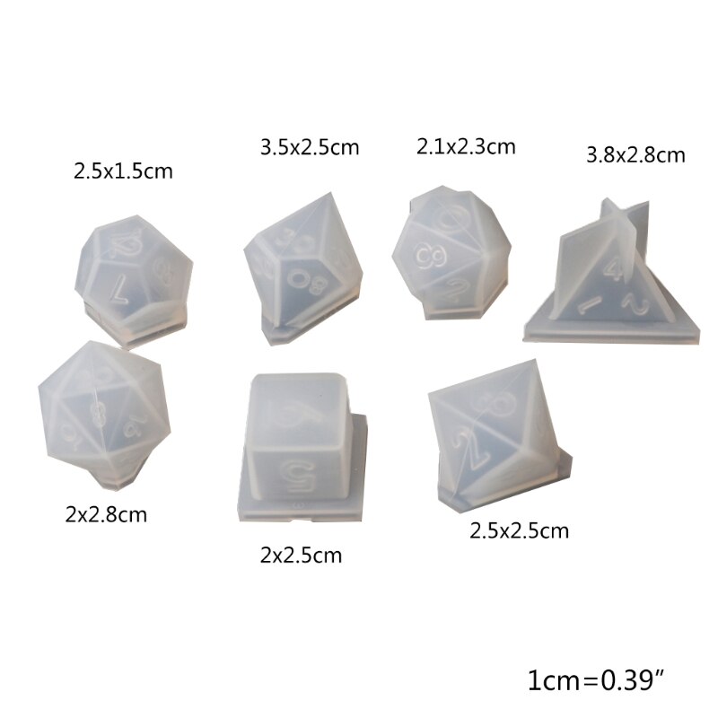 7 Shapes Dice Fillet Square Triangle Dice Mold Dice Digital Game Silicone Mould R2LE