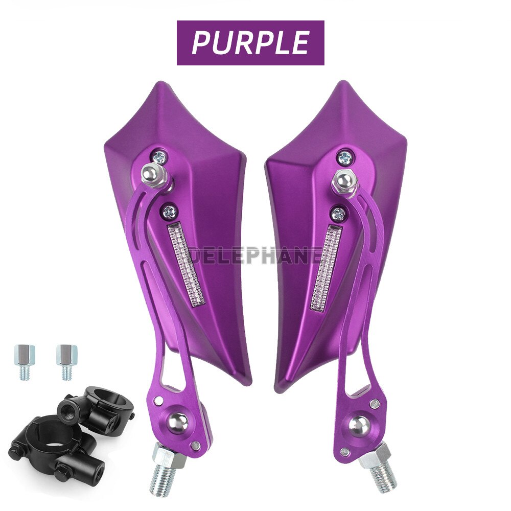 Bicycle Rearview Mirrors with 10mm Adaptor 7/8&quot; Handlebar Side Mirrors for Mountain Bike Electric Bicycle Dirt Bike Scooter Moto: Purple