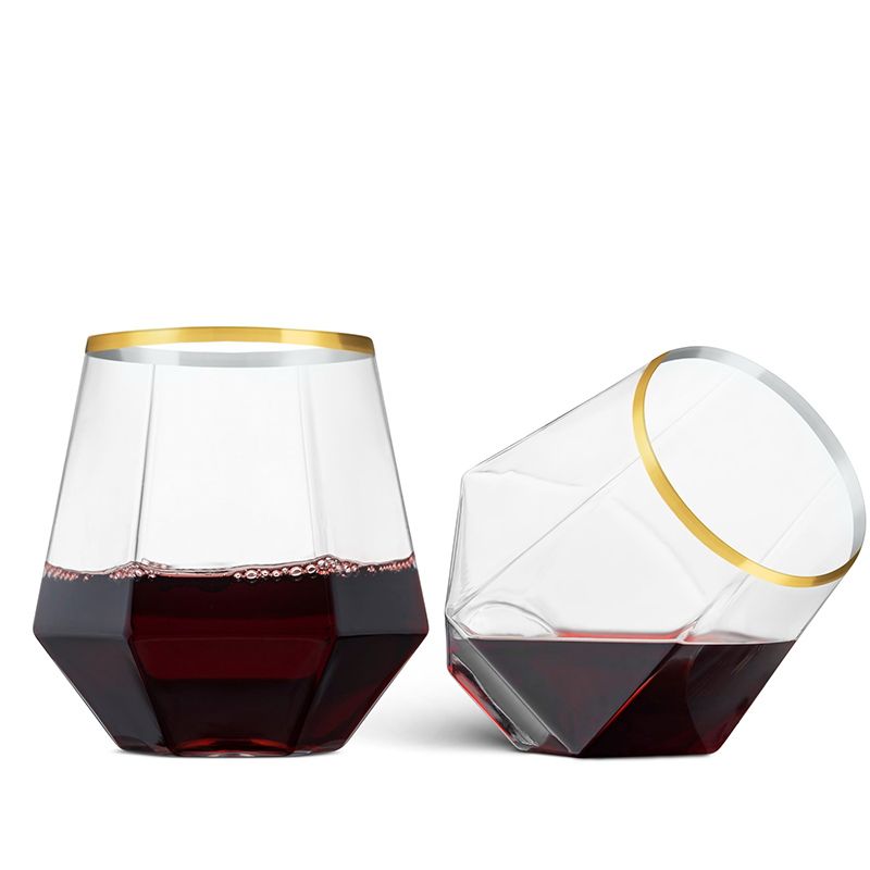 Copas de vino de plástico con diamantes, vasos de plástico desechables sin tallo, cóctel de whisky para , barras de recolección de cumpleaños, 12oz, 12-48 Uds.: Plata / 20pcs