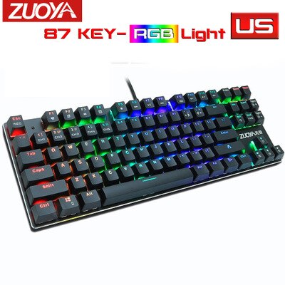 Zuoya X51 automat do gier klawiatura 87 klawiatura mechaniczna klawiatura zielona oś czerwona oś klawiatura do gier kabel RGB klawiatura podświetlana rosja: RGB light English / Niebieski Przełącznik