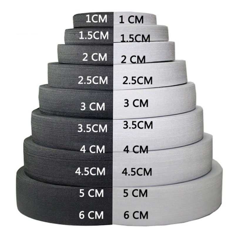 10M 3-50Mm Hoge Platte Elastische Bands Zwart Wit Nylon Rubber Taille Band Trim Voor applique Naaien Kledingstuk Diy Accessoires