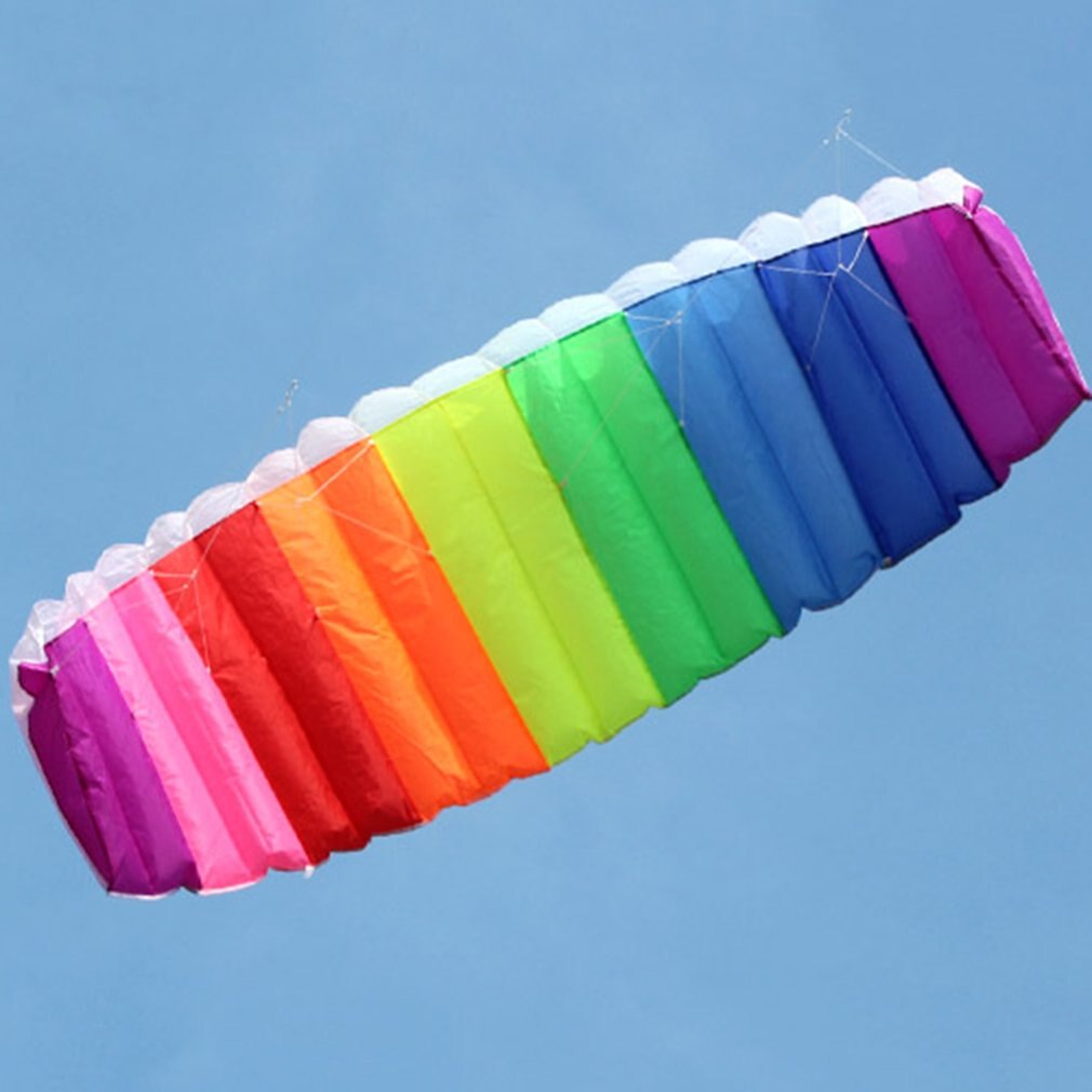 Cometa de doble línea de arco iris para hacer ejercicio, parapente suave, para surfear, deportes al aire libre, 1,4/2/2, 7m