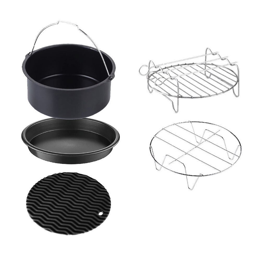 5Pcs Air Friteuse Accessoires Bakken Gereedschap 6 Inch Taart Mand Pizza Pan Grill Keuken Accessoires Diepe Keuken Gadget Voor thuis: WHITE