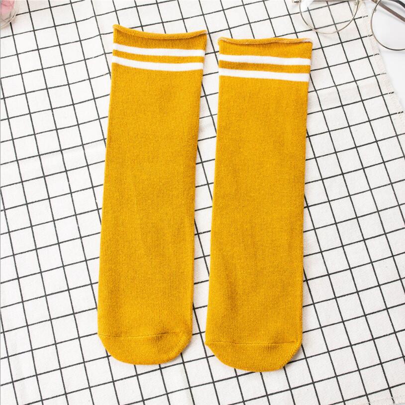 Meias longas listradas para crianças, meninos e meninas, esportivas, futebol, acima do joelho: Yellow Socks