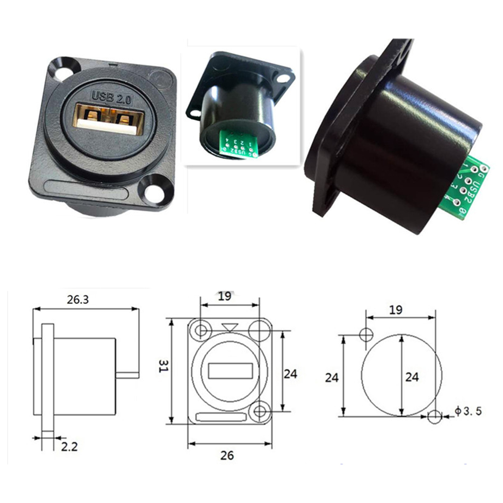 D Type Chassis USB 2.0 3.0 Connector Type C Female to Female USB-C Converter Adapter Type-C Panel Mount DIY Jack: MULTI